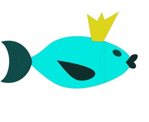 Closeup illustration of a fish in water logo icon vector web design art symbol cartoon sign