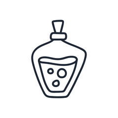 Magic glass bottle potion doodle. Vector illustration. Happy Halloween.