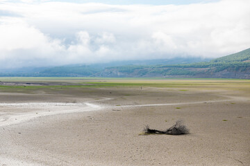 Panoramic of desertified landscape, drought