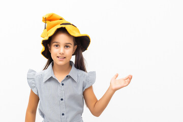 Halloween. little girl in a witch hat.