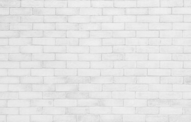Fototapeta na wymiar White grunge brick wall texture background for stone tile block painted in grey light color wallpaper design