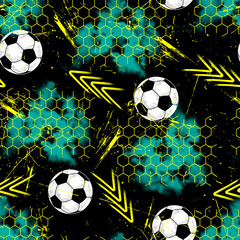 Soccer pattern for guys with ball and geometric elements