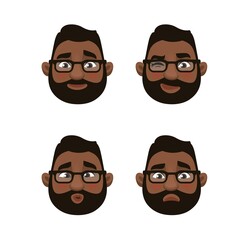 The face of a man. Different emotions. Colored illustration in a flat style.
