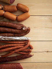 sausage on a wooden board