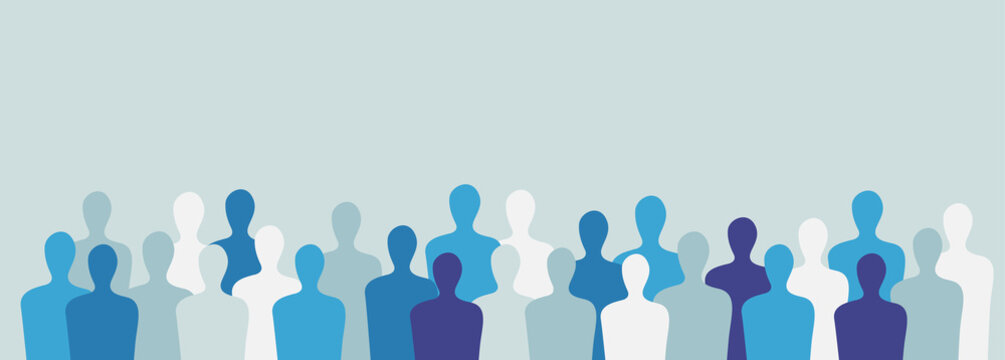 Folla di persone senza volto che stanno in piedi