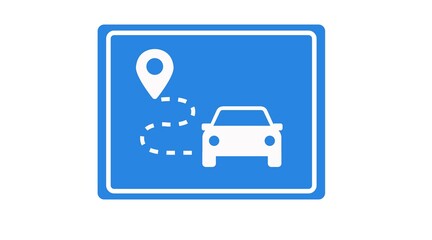 Car Location Sign. Vector editable blue and white illustration