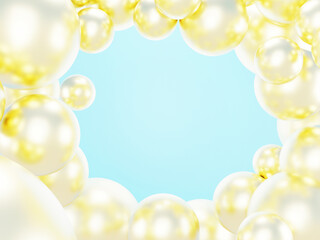 Golden ball. Blue background. 3d abstract background. 3d rendering.