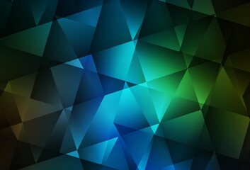 Obraz premium Dark Blue, Green vector shining triangular background.