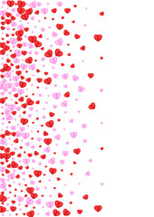 Fond Heart Background White Vector. Birthday Pattern Confetti. Tender Rain Illustration. Red Confetti Banner Frame. Violet Random Backdrop.