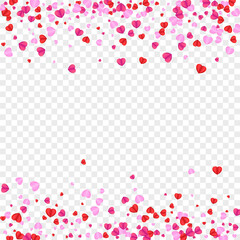 Fond Confetti Background Transparent Vector. Present Frame Heart. Pink Birthday Pattern. Red Confetti Banner Backdrop. Violet Color Illustration.