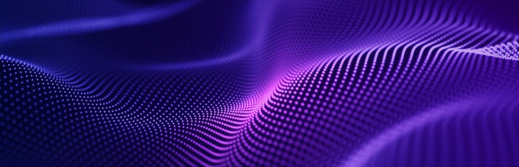 Obraz premium Abstract wave background with many glowing particles. Musical wave. Digital network background. 3D