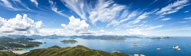 Beautiful view of the ocean near Clearwater Bay, Sai Kung, Hong Kong - obrazy, fototapety, plakaty