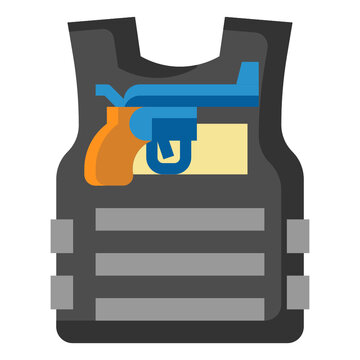 bulletproof vest with blue gun clip art preview