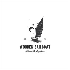Wooden Sailboat Logo Design Vector Image