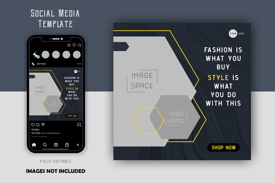 simple elegant luxury pentagon line grey fashion men social media post template