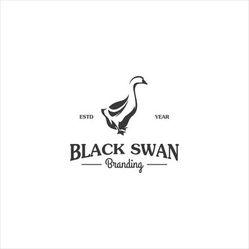Goose Swan Duck Fowl Bird Logo Design Vector Image