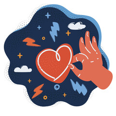 Vector illustration of Hand with heartshape like