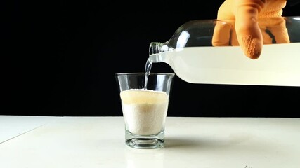 Sulfuric Acid and Sugar Chemical Reaction. Dehydration reaction of sugar by concentrated sulfuric acid (H2SO4). "Carbon Sugar" science experiment