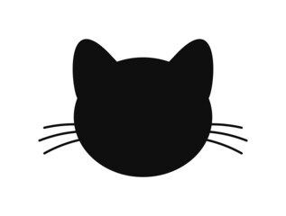 Black cat head shape icon. - 459867387
