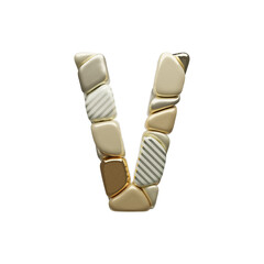 Abstract golden shape font smooth fragment letter V
