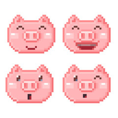 Pixel illustration of facial expression of pig
