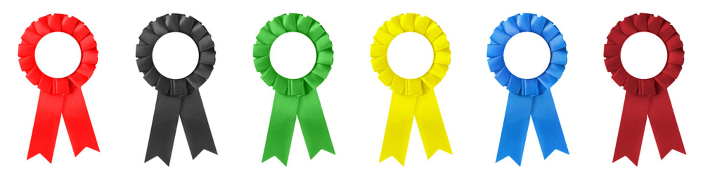 6 Medaillen und Parteifarben in Deutschland auf weissem Hintergrund