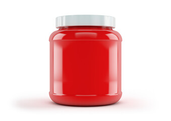 Protein jar red plastic supplement for fitness food