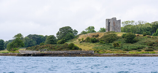 Fototapeta na wymiar Audley's Castle, a 15th century castle fortified house, Strangford, County Down, Northern Ireland, United Kingdom, UK