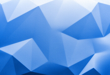 Blue color texture for Christmas and New Year theme design. Monochrome background in style of futuristic minimalism. Geometric pattern of triangles and polygons. Shades of blue. Topic - minimalism