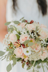 beautiful bridal bouquet it wise and pink flowers