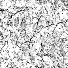 Vector seamless pattern. Surface with cracks and dirt. Monochrome texture. Black, grey chaotic elements on white background. - 459869957