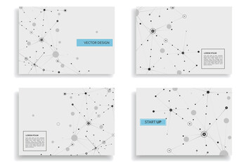 Abstract composition with connect dots and lines Business molecular atomic collection. A4 brochure title certificate, creative presentation. Polygonal shapes background
