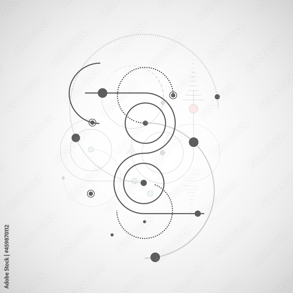 Aufkleber Abstract vector background of geometric elements circles and dotted lines. Technology design with curved circular lines