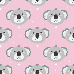 Sweet koala seamless pattern. Kids vector background.