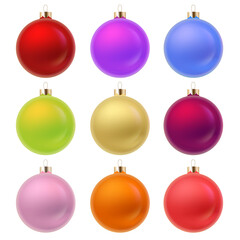Christmas tree balls. Vector New Year toys isolated on white background