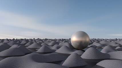 Fototapeta premium Desert with sky background. 3D illustration, 3D rendering 