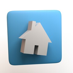 Fototapeta na wymiar Real estate icon with house isolated on white background. App. 3D illustration.