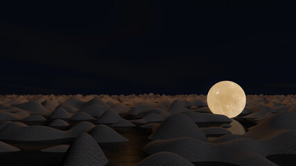 Obraz premium Desert with sky background. 3D illustration, 3D rendering 