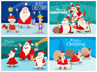greeting cards set with Christmas characters