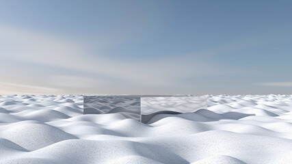 Snow white with sky background. 3D illustration, 3D rendering	