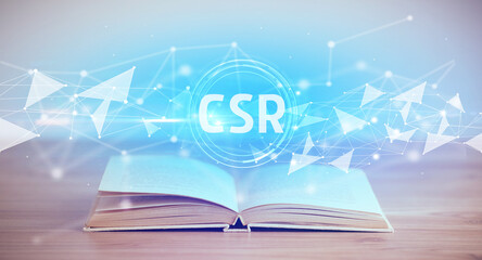 Open book with abbreviation concept