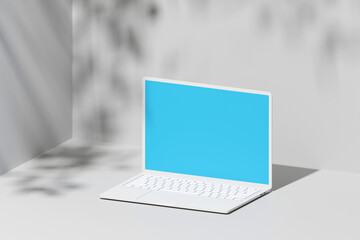 3D illustration Empty Screen Mock up Laptop Computer on white stand background
