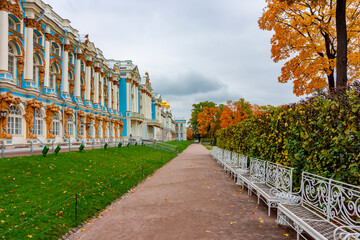 Catherine park in autumn foliage, Tsarskoe Selo (Pushkin), Saint Petersburg, Russia