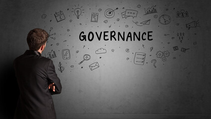 businessman drawing a creative idea sketch