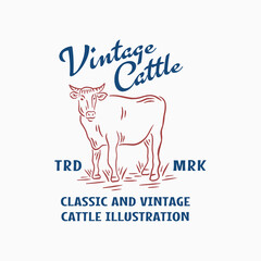 Fototapeta na wymiar Vintage Cattle or Cow Logo Illustration