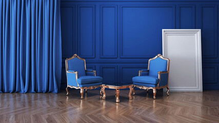 Room interior with Wall Background. 3D rendering ,3D illustration	
