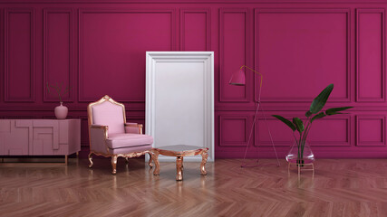 Room interior with Wall Background. 3D rendering ,3D illustration	