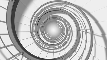 Endless modern spiral staircase. 3D render