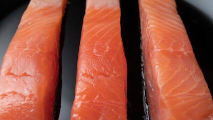 Pieces of salted salmon fillet