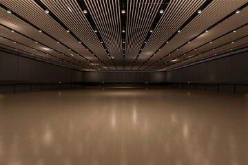 Empty hall exhibition centre.The backdrop for exhibition stand, booth,gallery,trade show.Conversation for activity,meeting.Arena for entertainment,event,sports.Indoor  Stadium,art museum.3d render.